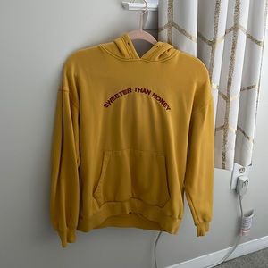 Sweeter than honey, yellow sweatshirt